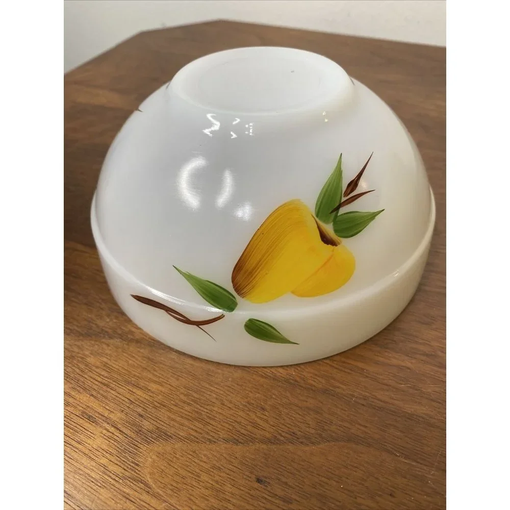 Vintage Fire King Oven Ware Milk Glass Fruit Bowl Grapes Peach Pear 6